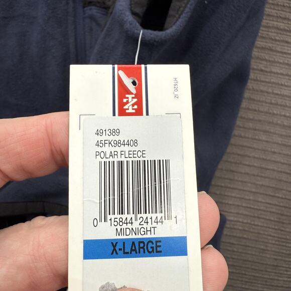 IZOD Polar Fleece Vest Mens XL Midnight Blue Performance Zip Pocket Sherpa Trim - Picture 11 of 11